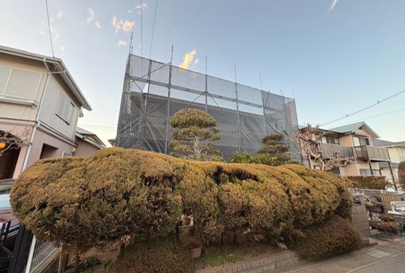 千葉県四街道市の外壁塗装の足場写真