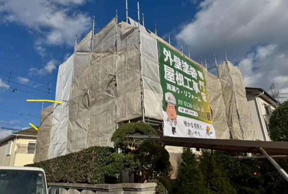 四街道市の外壁塗装足場の写真